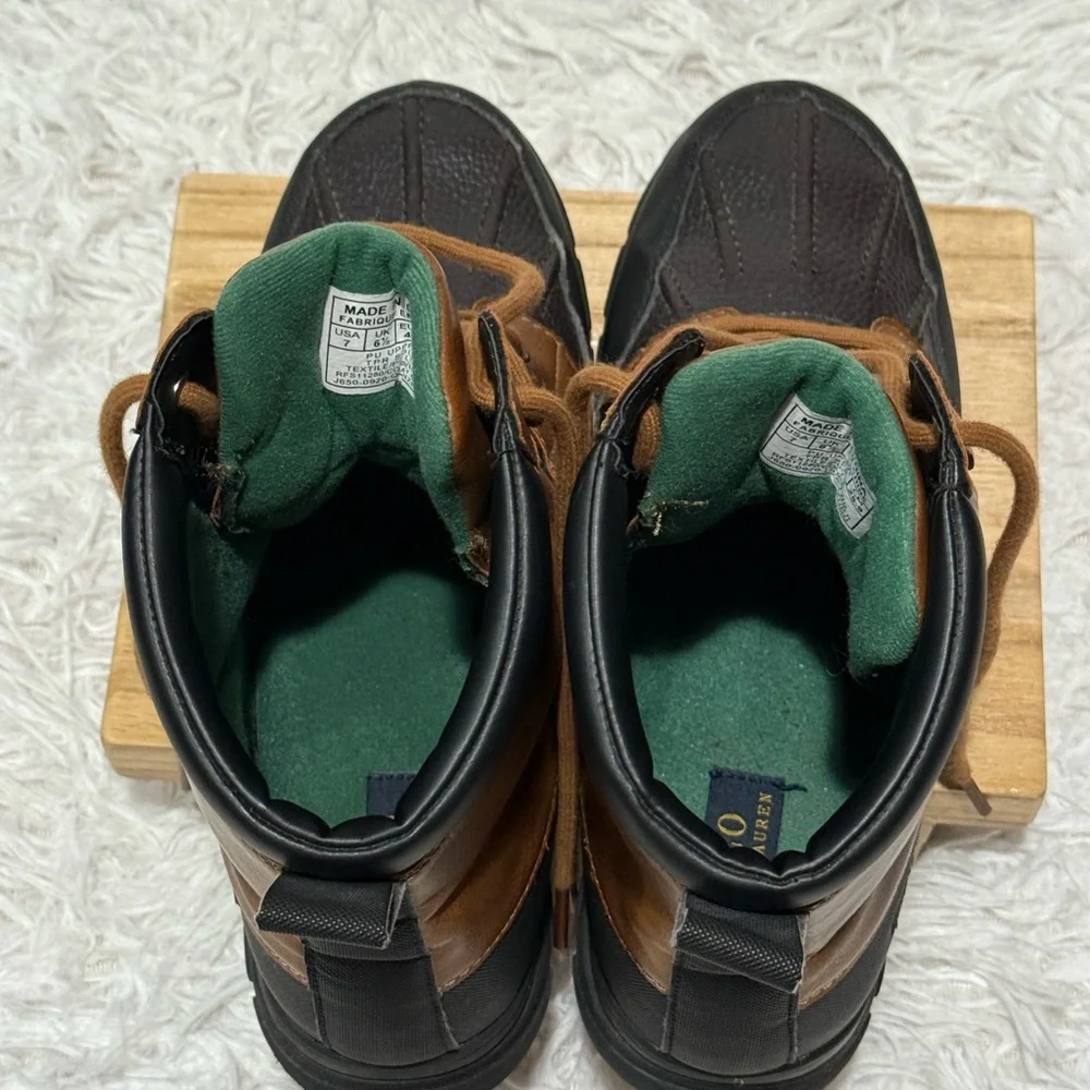 Polo Ralph Lauren Men's Brown and Black Rain Boots Size 7